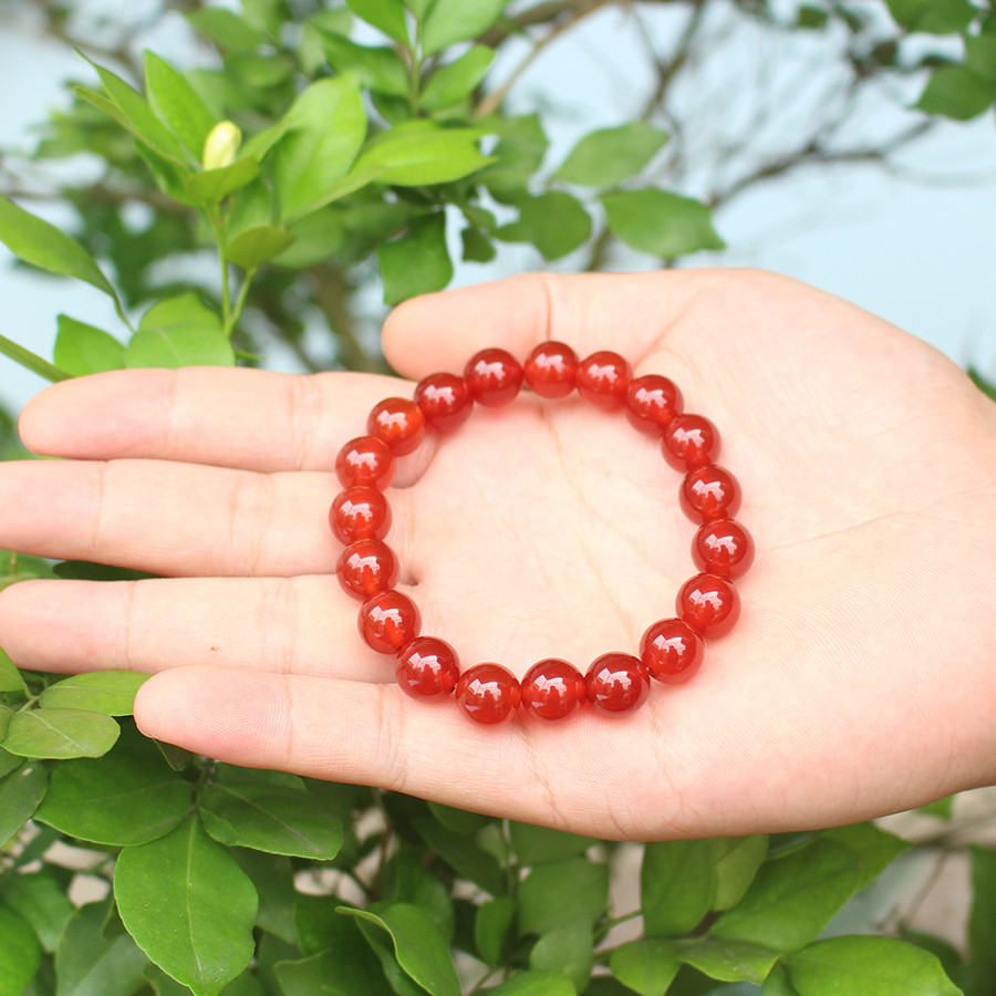 Vòng tay Đá mã não đỏ tự nhiên cho Tuổi Tuất 10ly AKO5