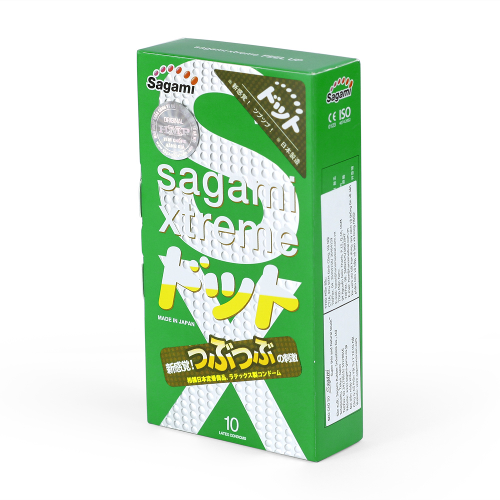 Bao Gai Nhỏ Sagami Extreme Green Nhật Bản (Hộp 10 Chiếc) - Không Mùi Cao Su - Tặng Kèm Gel Jex - Che Tên Sản Phẩm