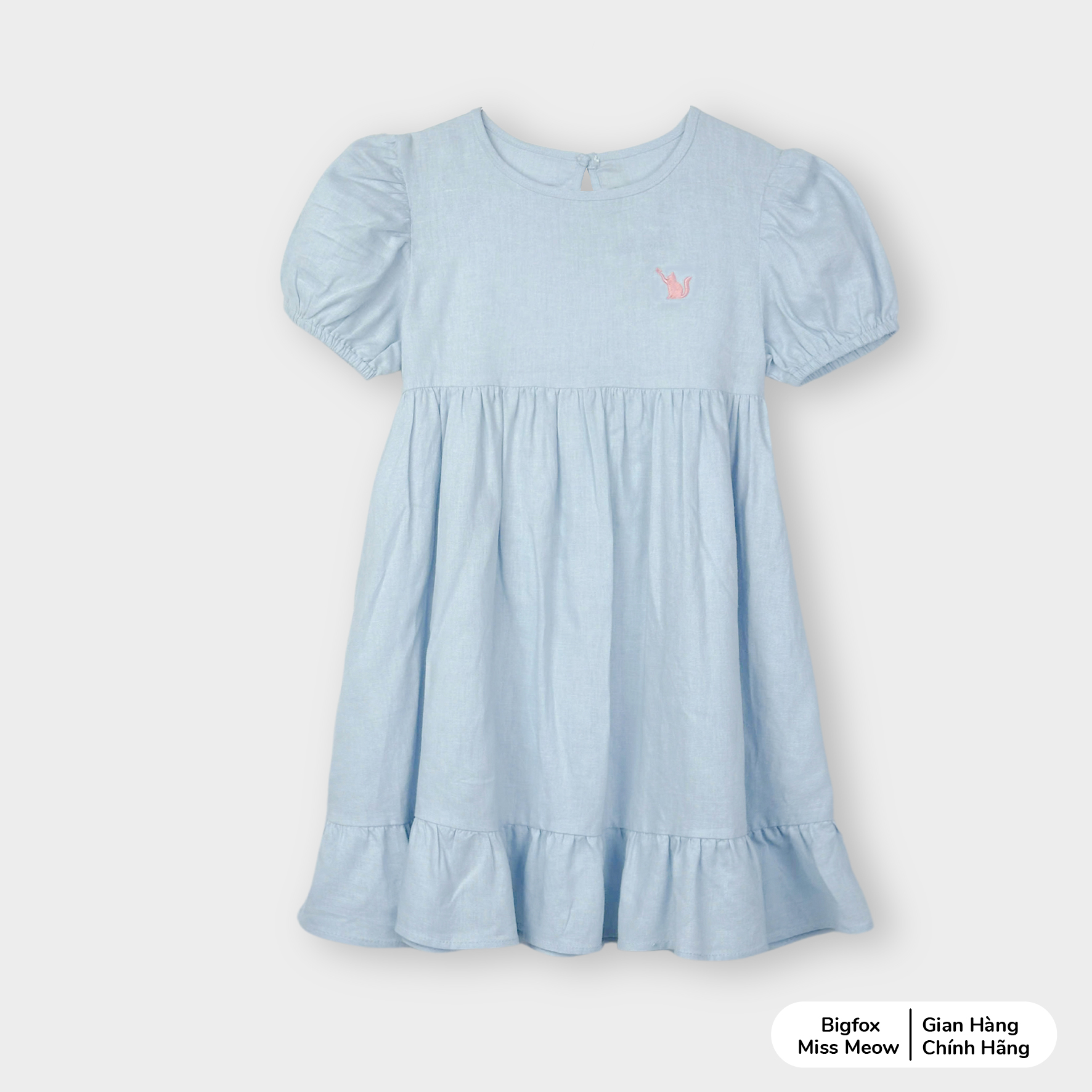 Váy cho bé gái Bigfox Miss Meow size đại mùa hè dáng tiểu thư vải linen cỡ 3-11 tuổi 37kg
