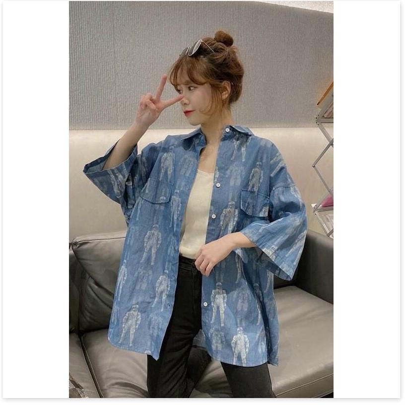 ÁO SƠ MI NỮ TAY LỠ MÀU XANH LOANG HÌNH FULL ÁO SIÊU HOT HITPHOM RỘNG,MẪU MỚI VỀ VỪA CẬP BẾN,THIẾT KẾ HỌA TIẾT SIÊU NGẦU CHO CÁC NÀNG THÊM NHIỀU LỰA CHỌN