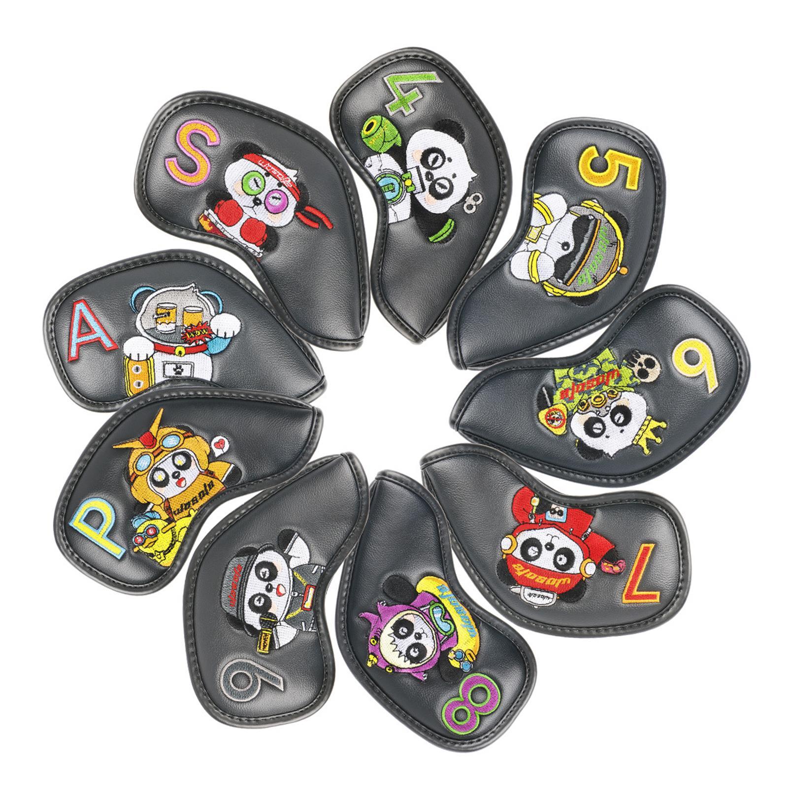 9x Golf Iron Headcovers Club Head Cover Protection Guard Men Gift PU Waterproof Embroidery Number Outdoor Sports Protective Headcover Sleeve