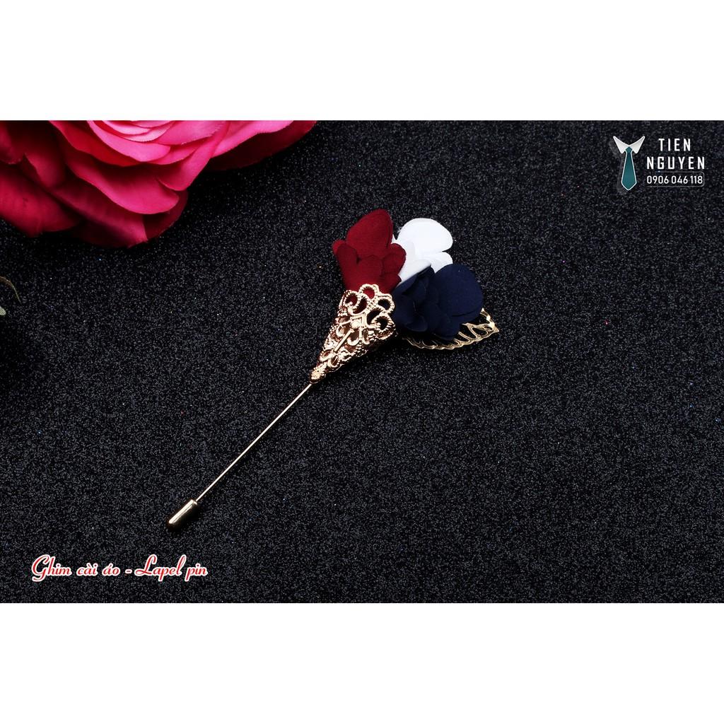 Hình ảnh Ghim cài áo - Phụ kiện cài áo vest Lapel pin, ghim hoa 3 màu - tặng kèm hộp Full box - Tiennguyen