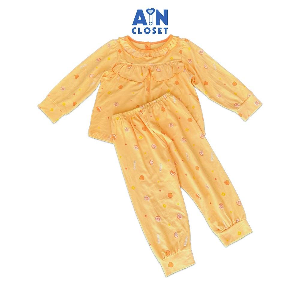 Bộ quần áo Dài bé gái họa tiết Quả Cam Thun lụa - AICDBG6JAG25 - AIN Closet
