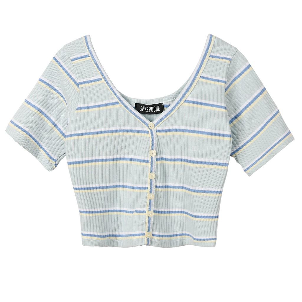 Áo croptop Blue Striped