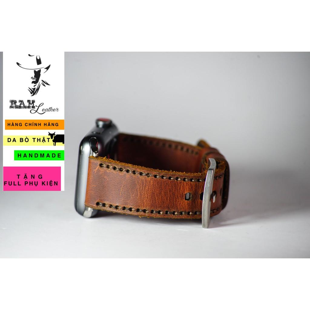 Dây đồng hồ RAM Leather cho casio ae1200/seiko5 da bò thật 1981 nâu đỏ