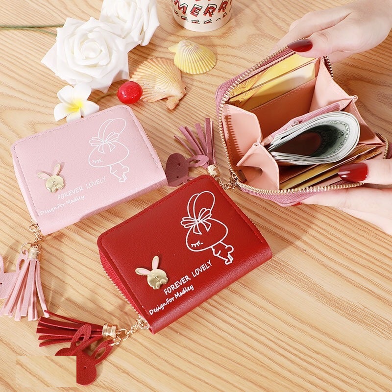 [5 MÀU] VÍ NGẮN NỮ CẦM TAY GẤP ĐÔI MINI  BLCV421 THỎ FOREVER LOVELY THỜI TRANG SIÊU DỄ THƯƠNG