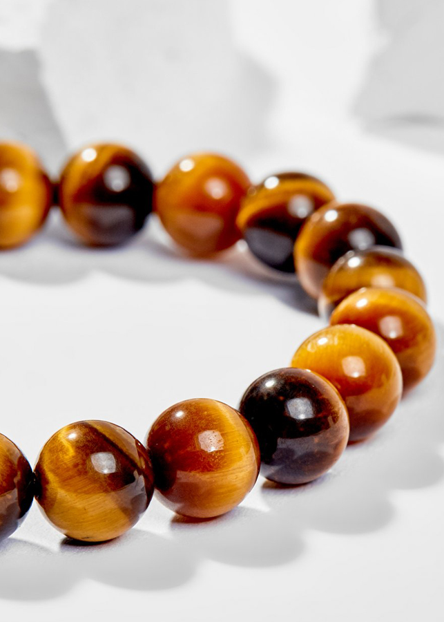 Vòng Tay Phong Thủy Đá Mắt Hổ Vàng Nâu Phối Charm Tuổi Thân Bạc Mạ Vàng 24K Mệnh Thổ, Kim Ngọc Quý Gemstones