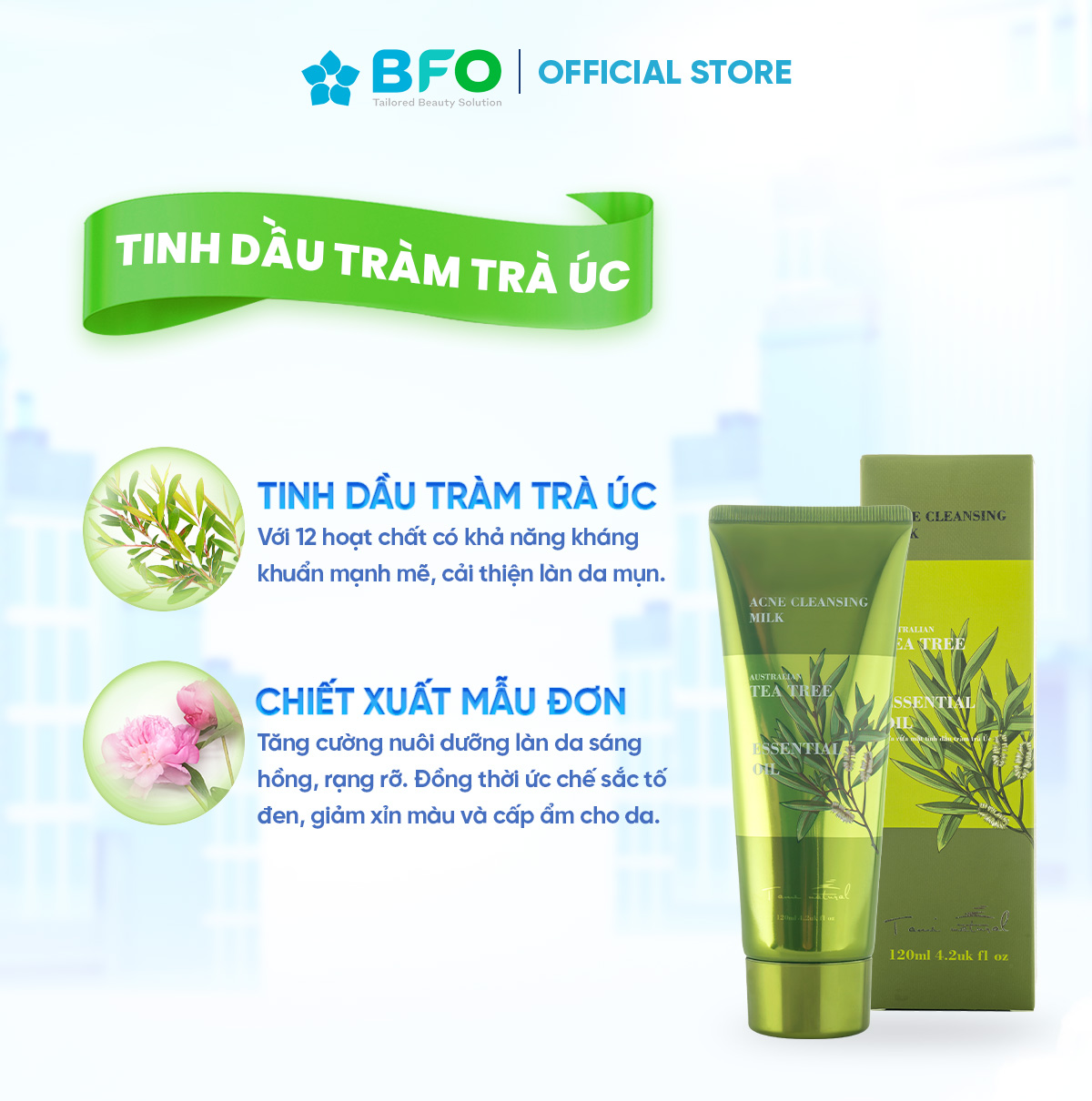 Sữa rửa mặt tinh dầu tràm trà Úc giúp kiềm dầu và ngừa mụn hiệu quả 120ml