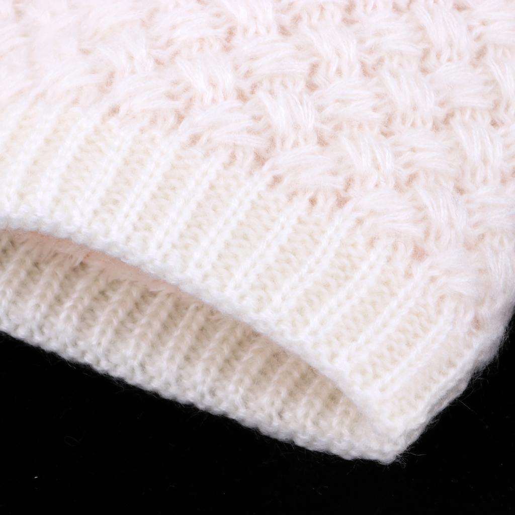 Windproof Fleece Winter Warm Scarf Neck Loop Warmer Neckerchief White