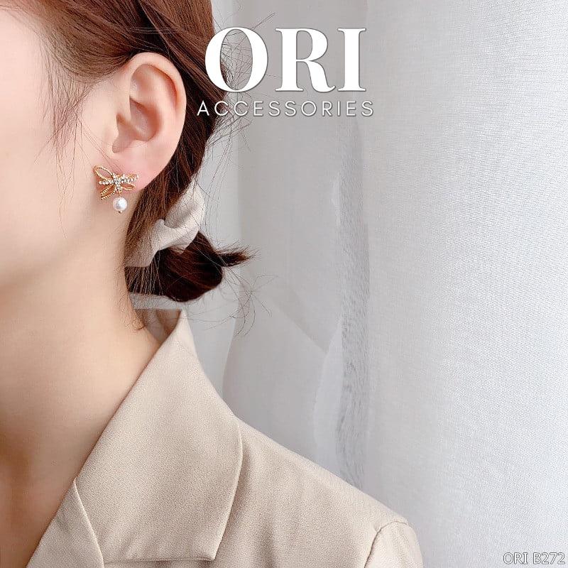 Bông tai nữ Nơ đính đá Kelsey độc đáo cá tính ORI ACCESSORIES B272