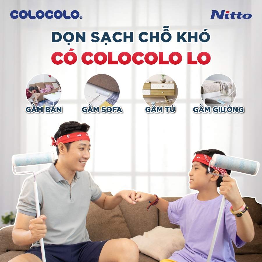 Cây Lăn Bụi Sàn Nhà Đa Năng Cán Dài COLOCOLO - Nhiều Màu