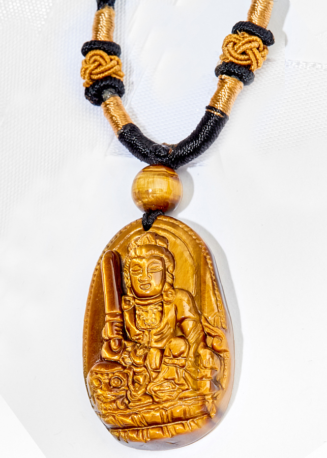 Mặt Dây Chuyền Văn Thù Bồ Tát Đá Mắt Hổ ( 3.6 x 2.3 cm) Ngọc Quý Gemstones
