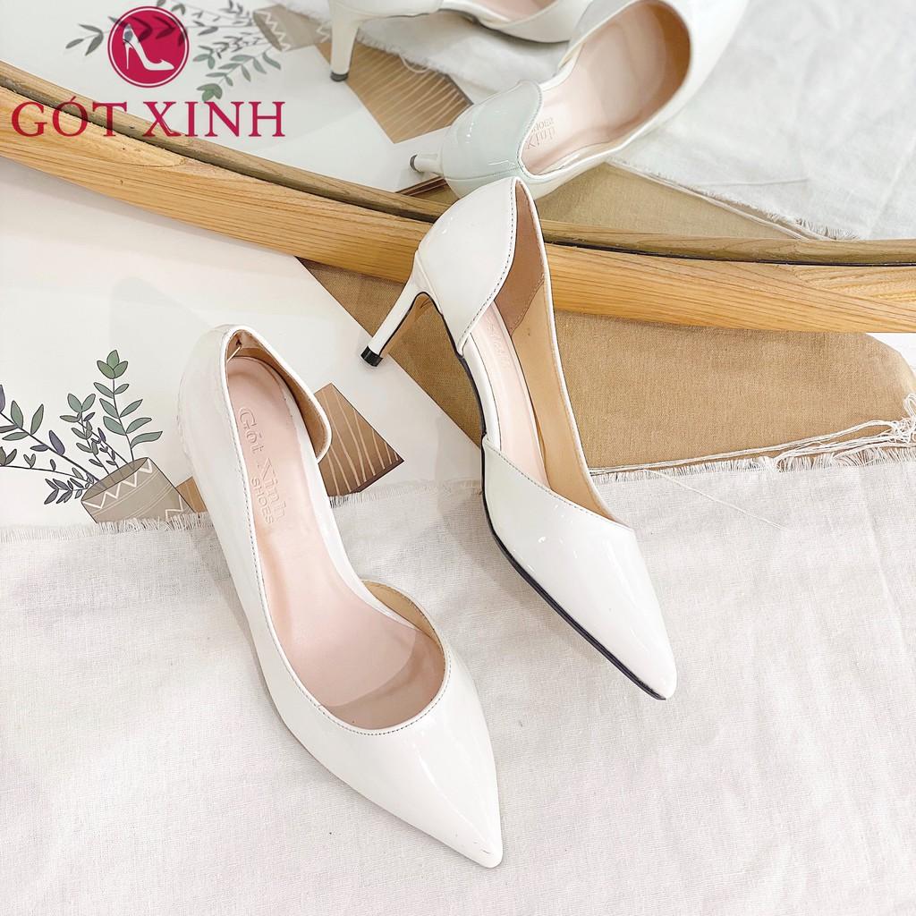 Giày cao gót nữ GÓT XINH G15 da mờ khoét eo đế cao 7cm