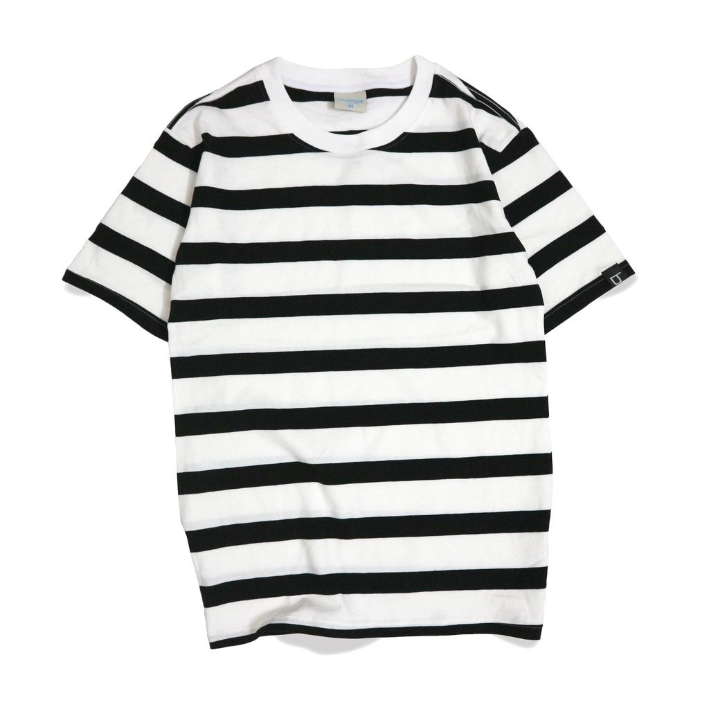 Áo Thun Sọc Trắng Đen Và Xanh Đen Unisex Đơn Giản Form Rộng
