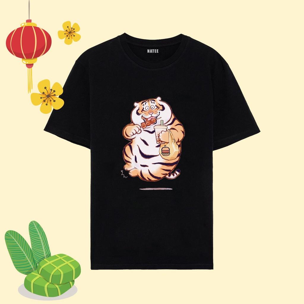 Áo Thun Nam Nữ Unisex Natee In Hình Hổ Cute - Áo Thun Chất Vải Cotton Mềm Mịn, Thoáng Mát, Không Nhăn, Không Xù