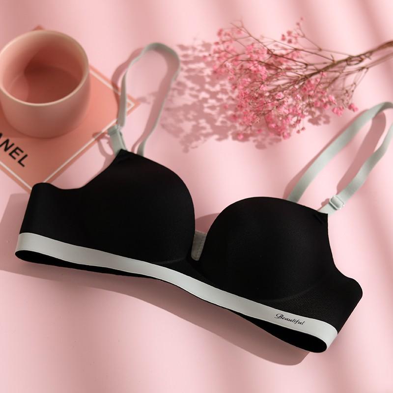 Áo Lót Nữ Đúc Su Không Gọng Nâng Ngực Chất Mịn Cao Cấp B453 - Hồng đậu,36/80B