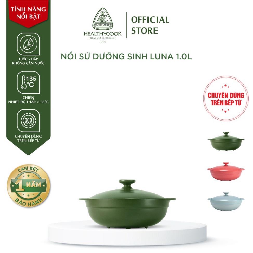 Nồi Sứ sinh dưỡng Minh Long Healthy Cook Luna 1.0 L - dành cho bếp điện đồ sứ thời thượng dân dụng thông mi