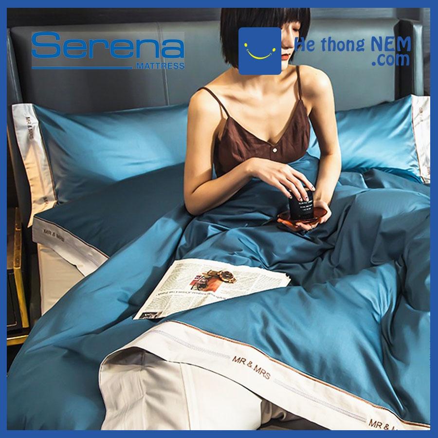 Bộ Chăn Ga Gối 5 Món SERANA Bộ Chăn Ga Lụa Satin Trải Giường Cao Cấp - Hệ Thống Nệm