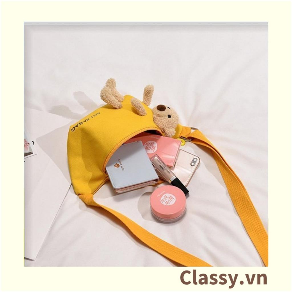 Túi bao tử nữ Classy vải canvas đi chơi mini nhỏ giá rẻ đẹp hoạ tiết chú gấu xinh T278