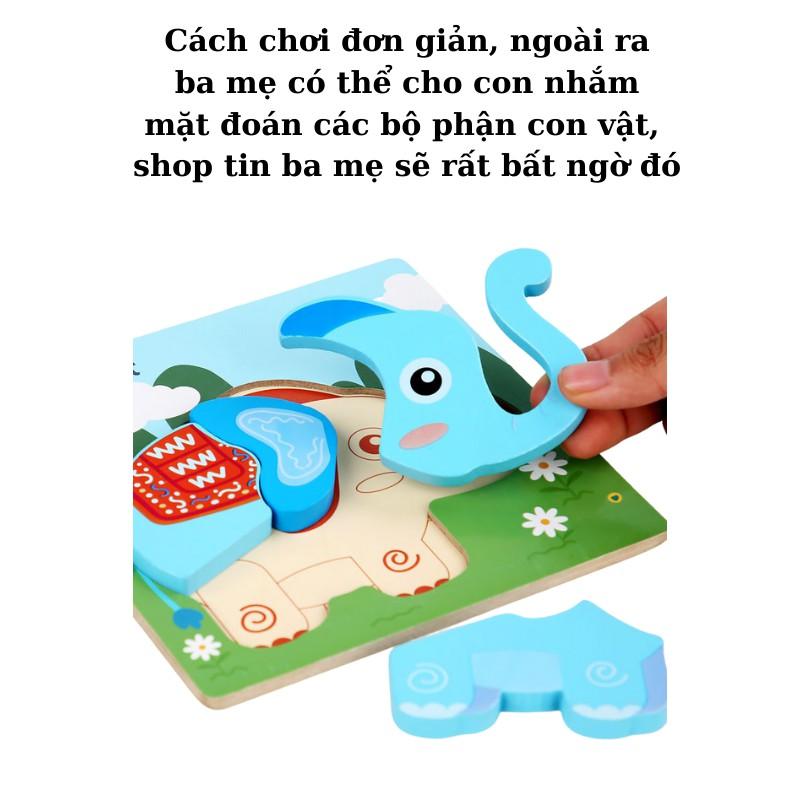 Đồ chơi xếp hình cho bé tranh ghép gỗ 3d chủ đề động vật Bc09