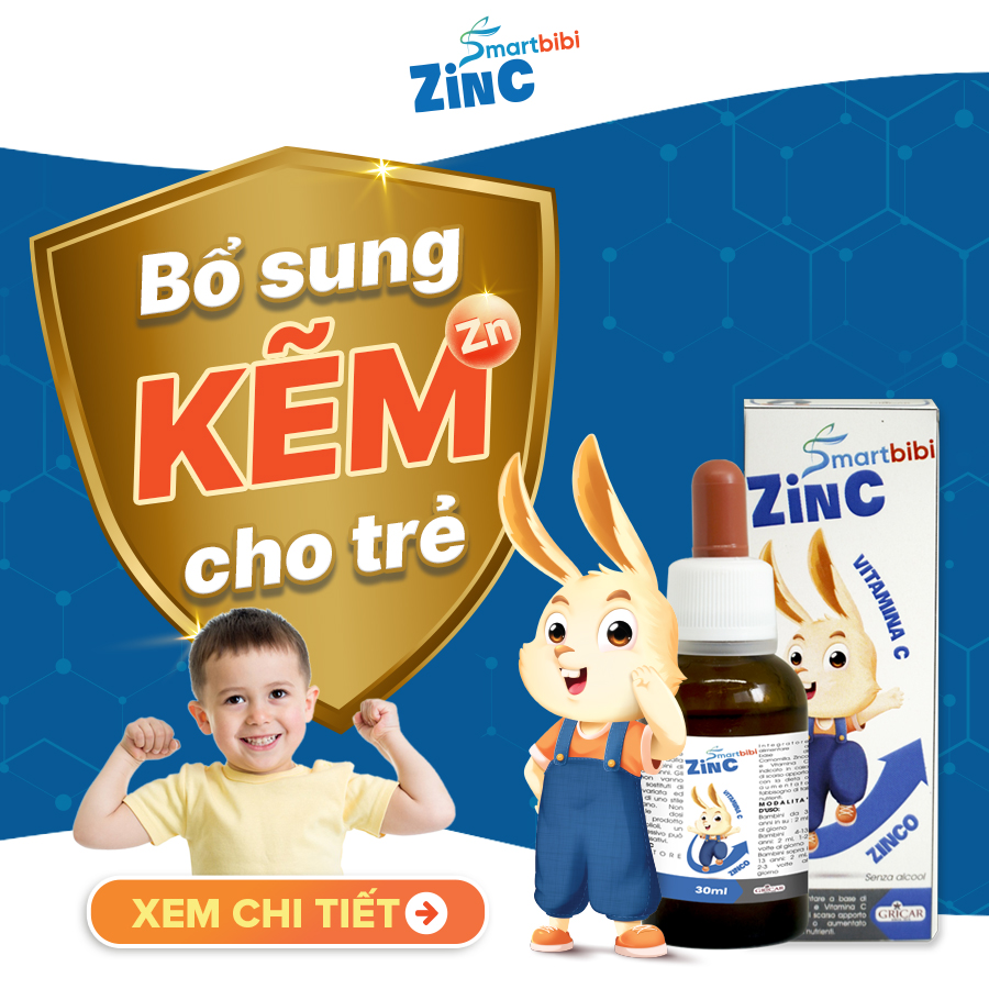 Smartbibi ZINC sirô bổ sung kẽm và Vitamin C hỗ trợ tăng sức đề kháng, cải thiện tình trạng biếng ăn, chậm lớn ở trẻ (30ml)