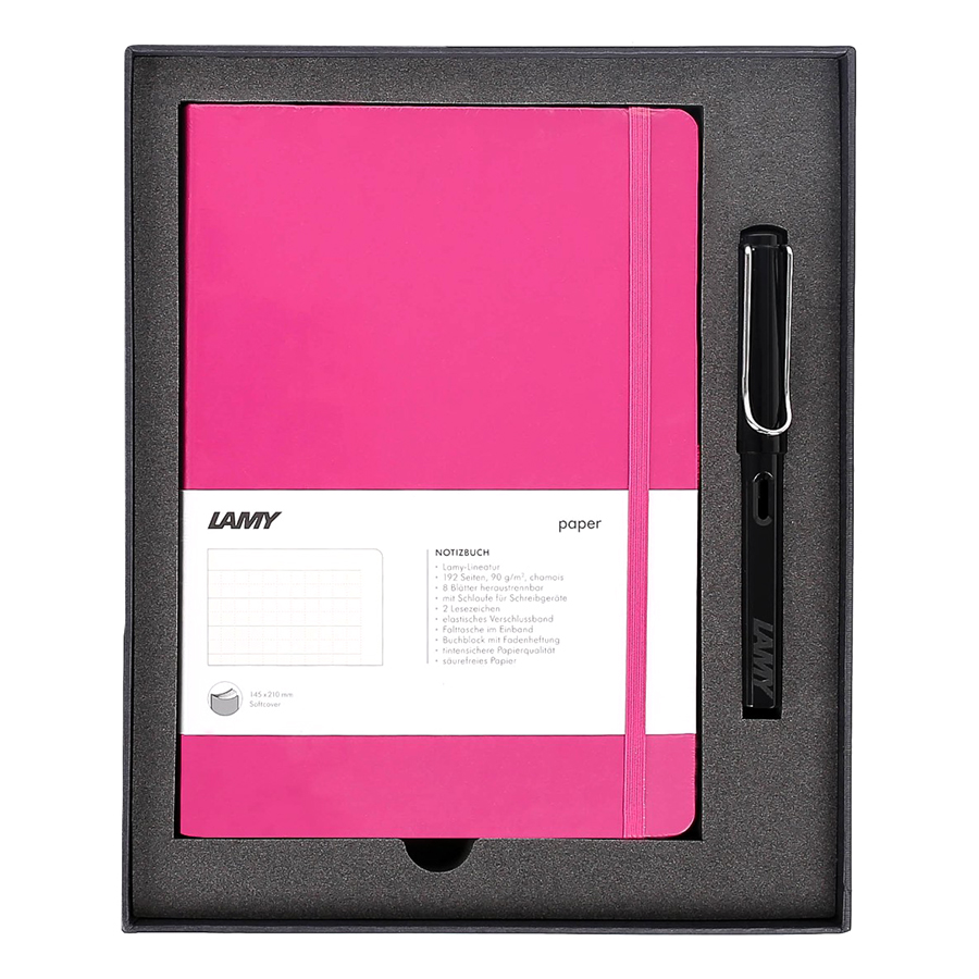 Gift Set Lamy Notebook A5 Softcover Pink+ Lamy Safari Shiny Black - GSNSa0015