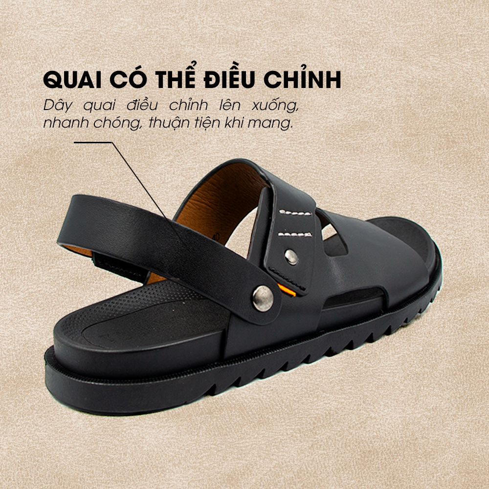 Sandal Tomoyo Da Bò Thật Đế Rãnh Chống Trượt TMS301