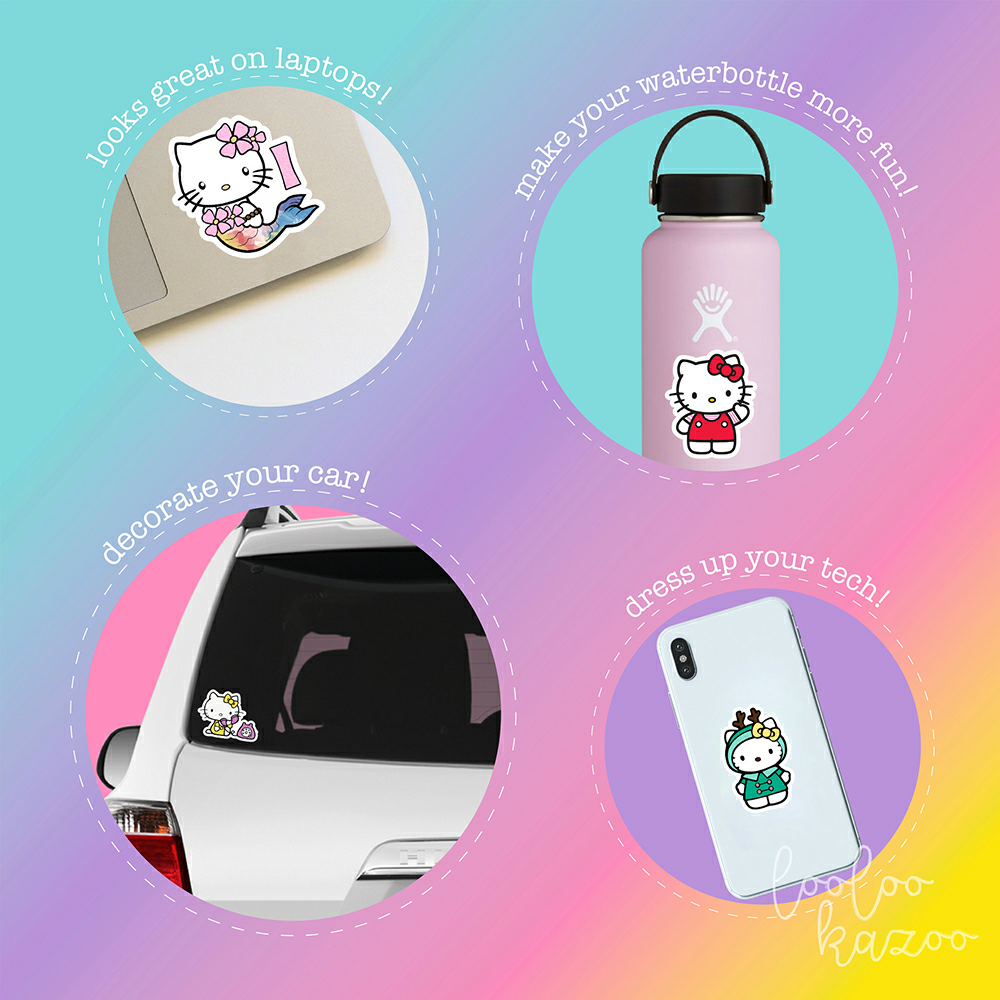 Sticker  mèo kitty trang trí mũ bảo hiểm, đàn, guitar, ukulele, điện thoại laptop