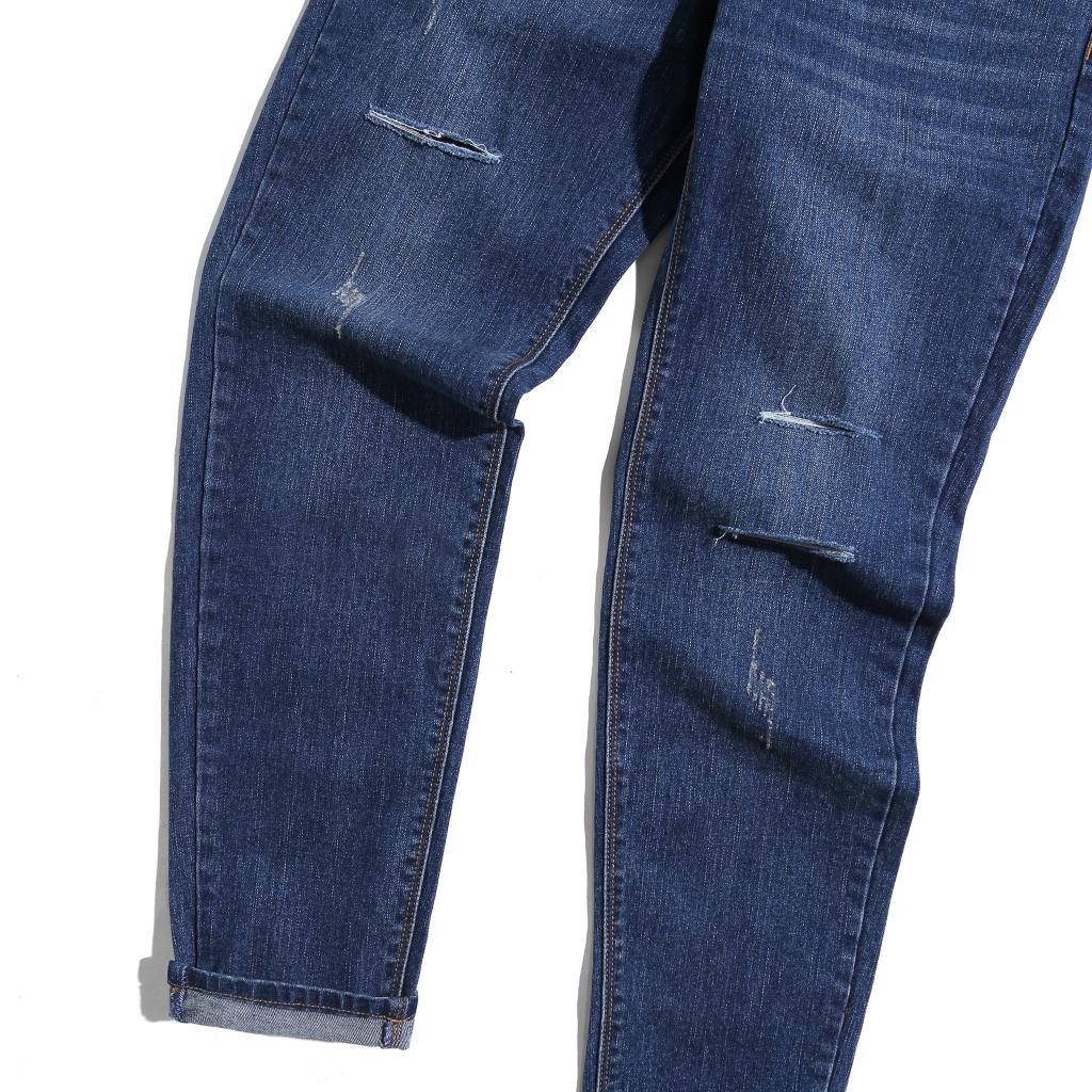 Quần Jeans Dài Nam Cao Cấp Dark Blue Rách BY COTTON