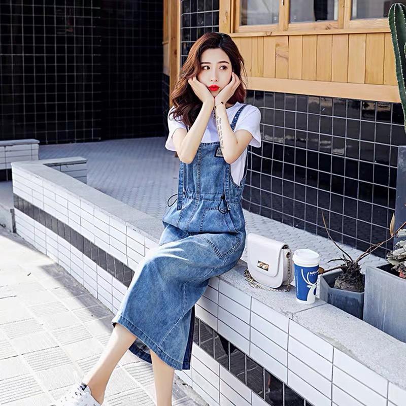 Quần yếm nữ King168, váy yếm dài chất jean cotton xịn mẫu FC01