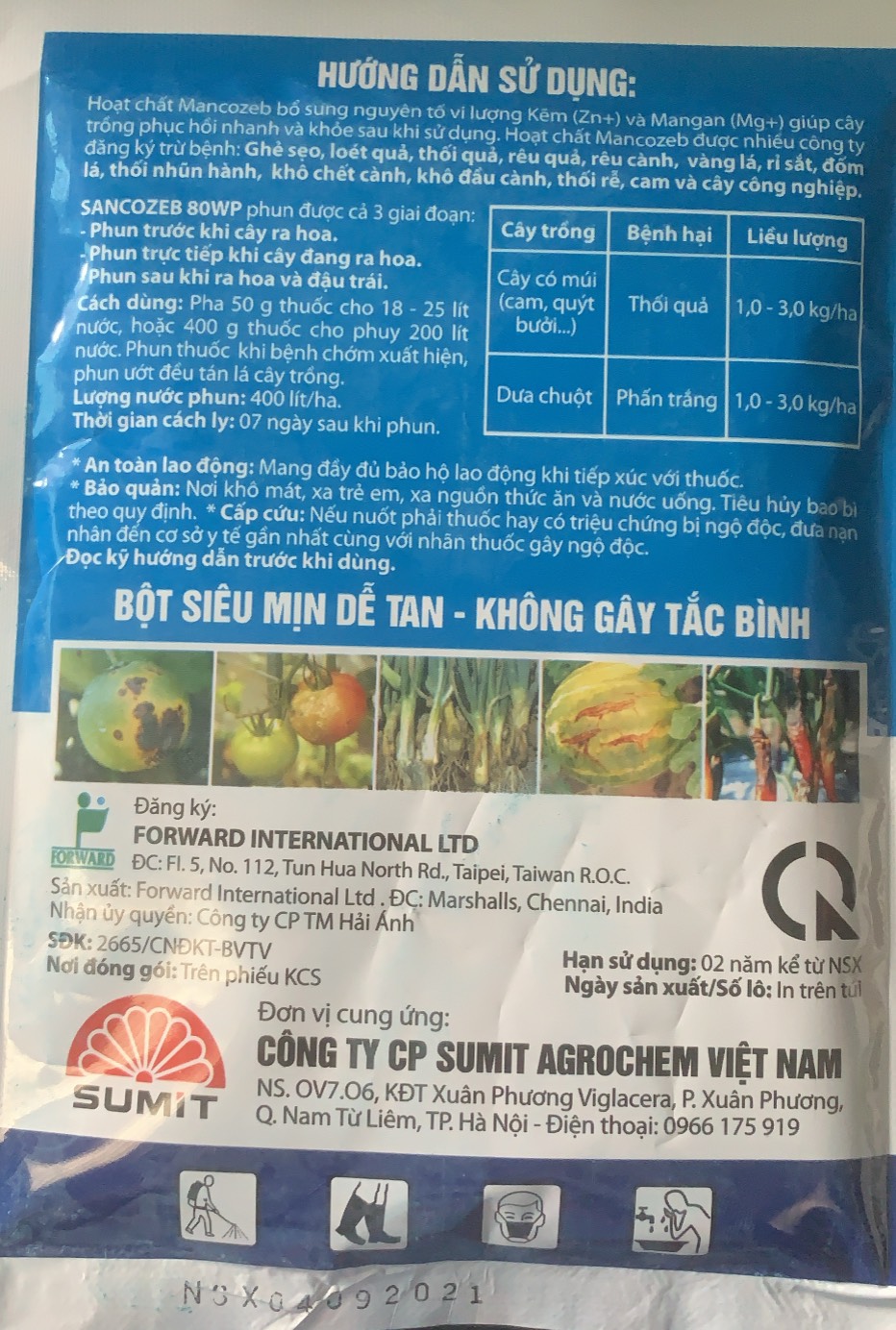 Sản phẩm chăm sóc bảo vệ cây trồng Mancozeb M8 Xanh gói 50gr