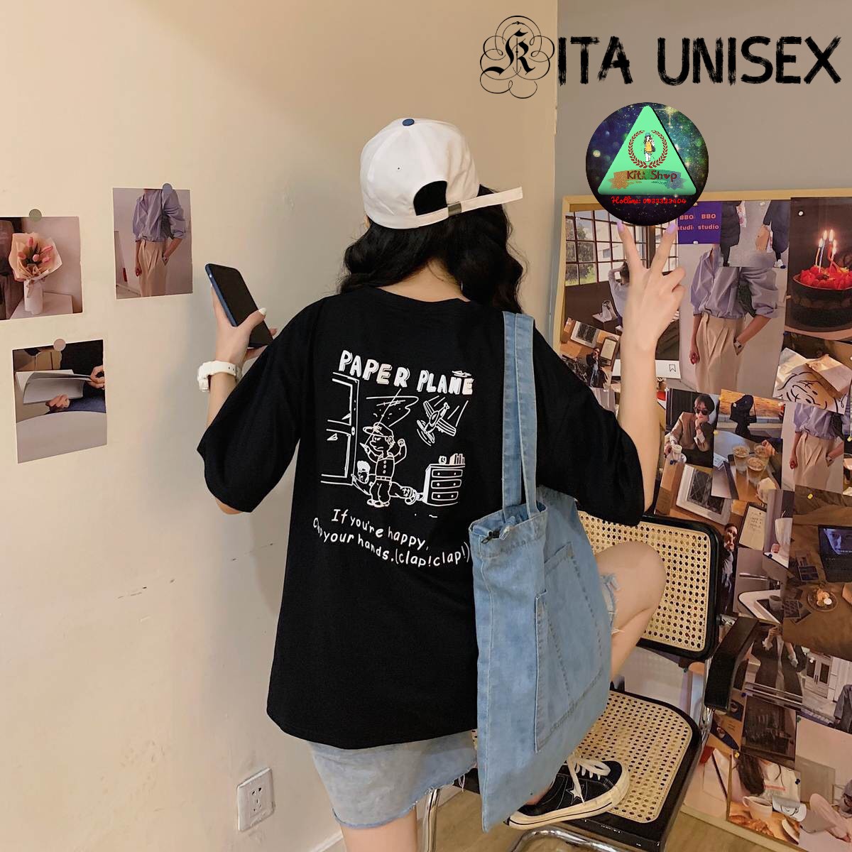 Áo Thun Nữ Tay Lỡ - Áo Phông Nam Nữ Form Rộng Unisex - PAPER PLANE - Vải Mềm Mịn Mát Dày Kita Unisex