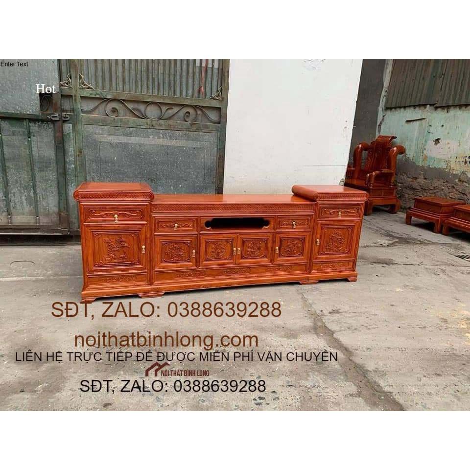 kệ tivi mõ nõm gỗ gõ đỏ 2m4