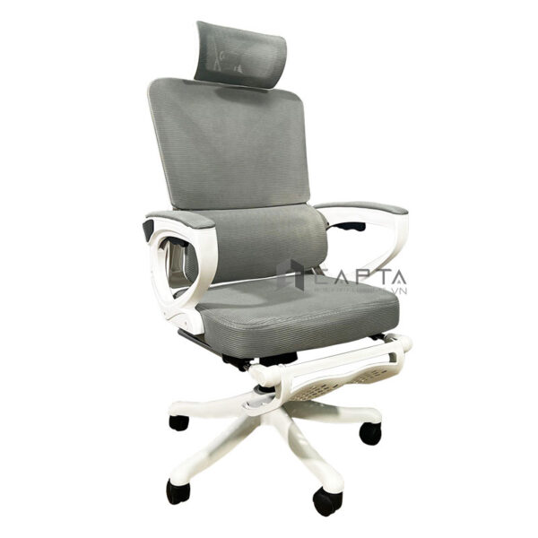 Ghế làm việc giá rẻ có gác chân khung nhựa trắng CR4327-2M Nội thất Capta