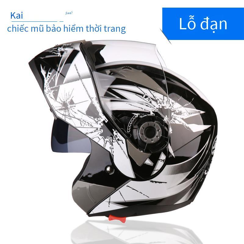 Đảm bảo chất lượng Jiekai điện xe máy mũ bảo hiểm không che mũ bảo hiểm ống kính đôi nam và nữ xe điện xe máy mũ bảo hiểm chống sương mù mũ bảo hiểm