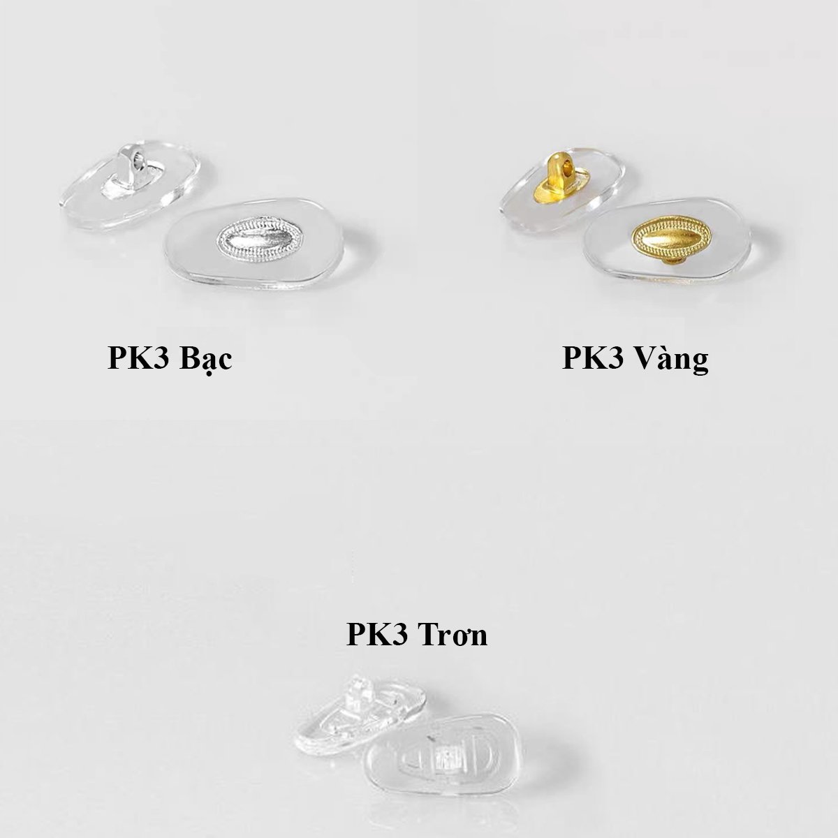 Set 3 cặp đệm mũi bằng silicon cho mắt kính, đệm mũi kính chuyên dụng PK3