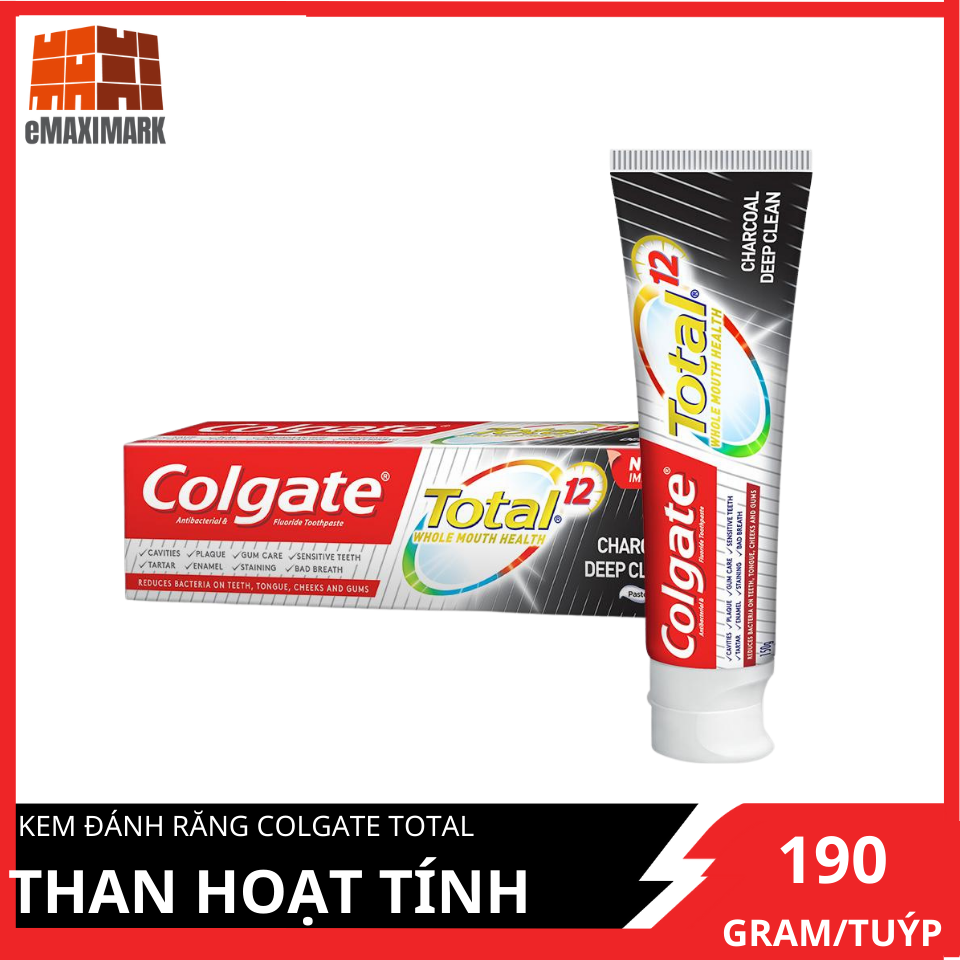 Kem đánh răng Colgate Total Than hoạt tính Sạch hiệu quả giảm chảy máu nướu 190g