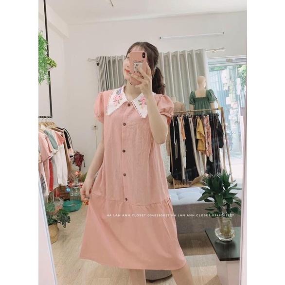 Đầm bầu sơ mi caro có tui siêu xinh