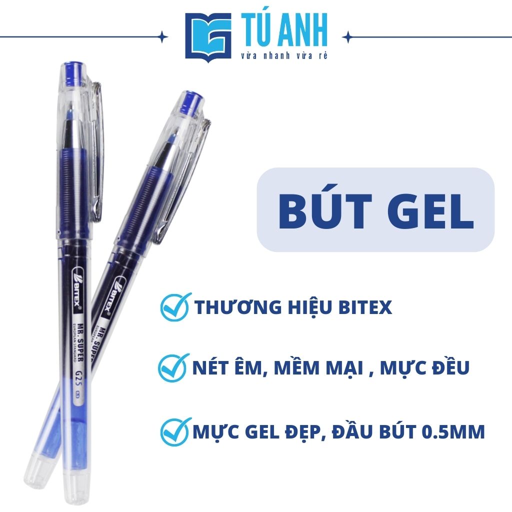 Bút gel ( nước) Mr Supper mực xanh G25 mực xanh