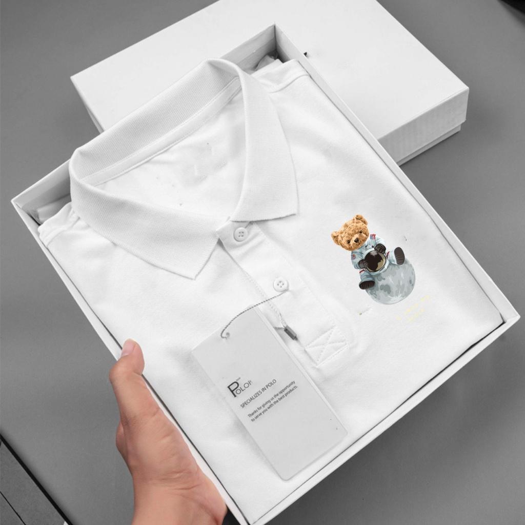Áo polo nam , cổ dệt bo len , hình in sắc nét ,áo thun nam có cổ tay ngắn thanh lịch POLO Teedy Space- Soha Clothing