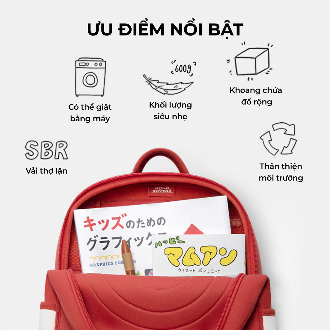 Balo Mẫu Giáo Tiểu Học Lớp 1-3 ZOY ZOII B19 Cho Bé Trai Bé Gái - Hàng Chính Hãng