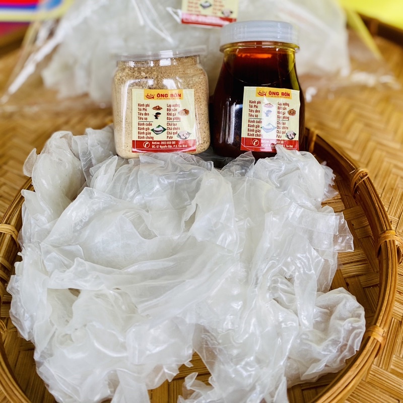 Combo 500g Rìa Bánh Tráng Phơi Sương - Muối Tôm Nhuyễn, Sa Tế(Tặng Tắc)