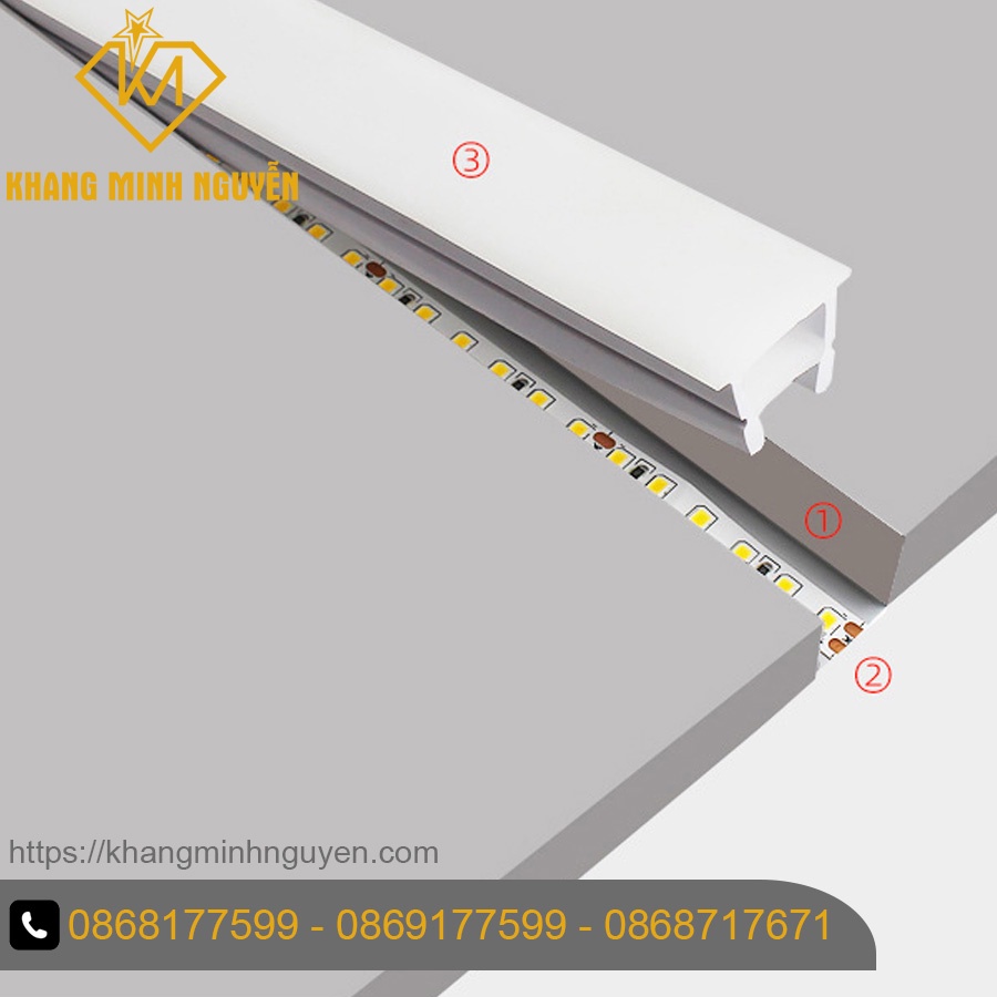 [Giá cho 100 mét] Ống Silicon 2014 định hình đèn led dây lắp âm chuyên dụng cho thì công nội thất, trần thạch cao