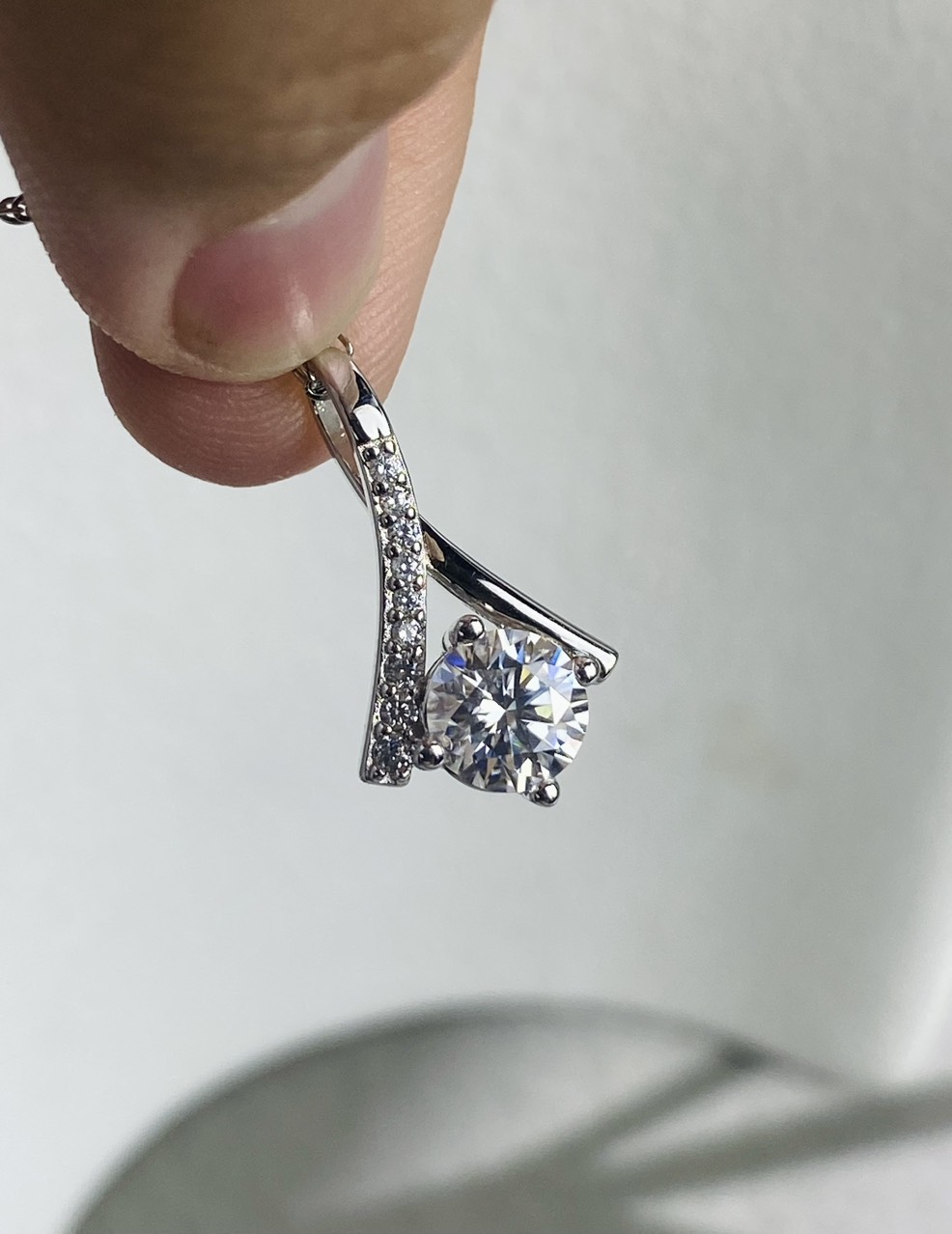 Dây Dây cổ Bạc 925 xi Kim viên chủ Kim Cương nhân tạo Moissanite hạt 1.0 carat