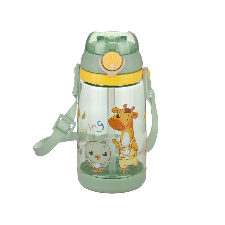 Bình Đựng Nước Cho Bé Hokori 450ml Siêu Cute Tích Hợp Ống Hút Kèm Dây Đeo