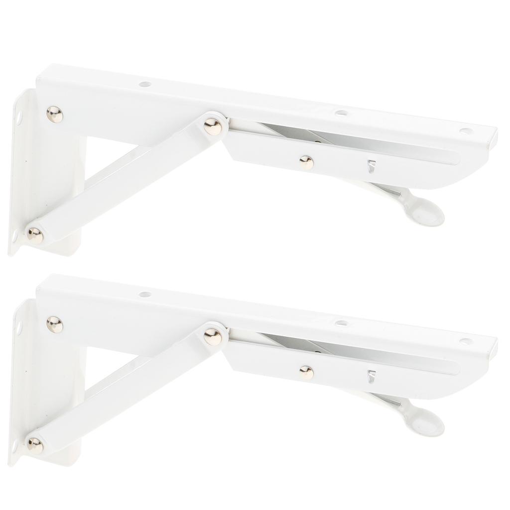 2Pcs Folding Movable White Shelf Bracket K Type Triangle Spring Steel Bracket Decorative Metal Shelf Brackets