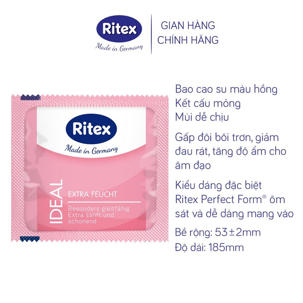 Bao cao su Ritex Ideal siêu ẩm ướt, êm ái diệu kỳ hộp 10 bao - Hàng nhập khẩu chính hãng- RI002