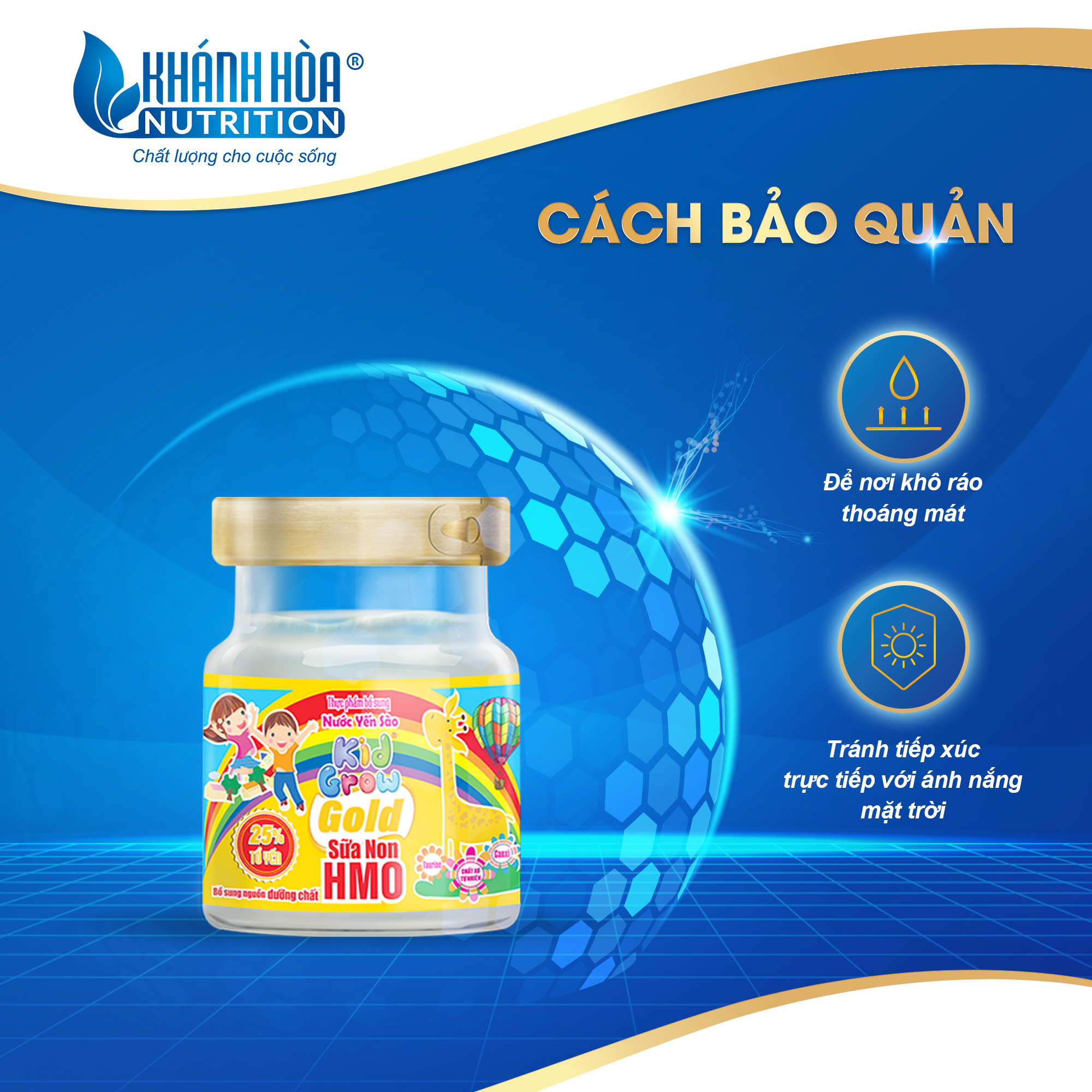 Nước Yến Sào Cho Bé KIDGROW Gold 25% Tổ Yến Bổ Sung HMO - Khánh Hòa Nutrition - Lọ 70 ML