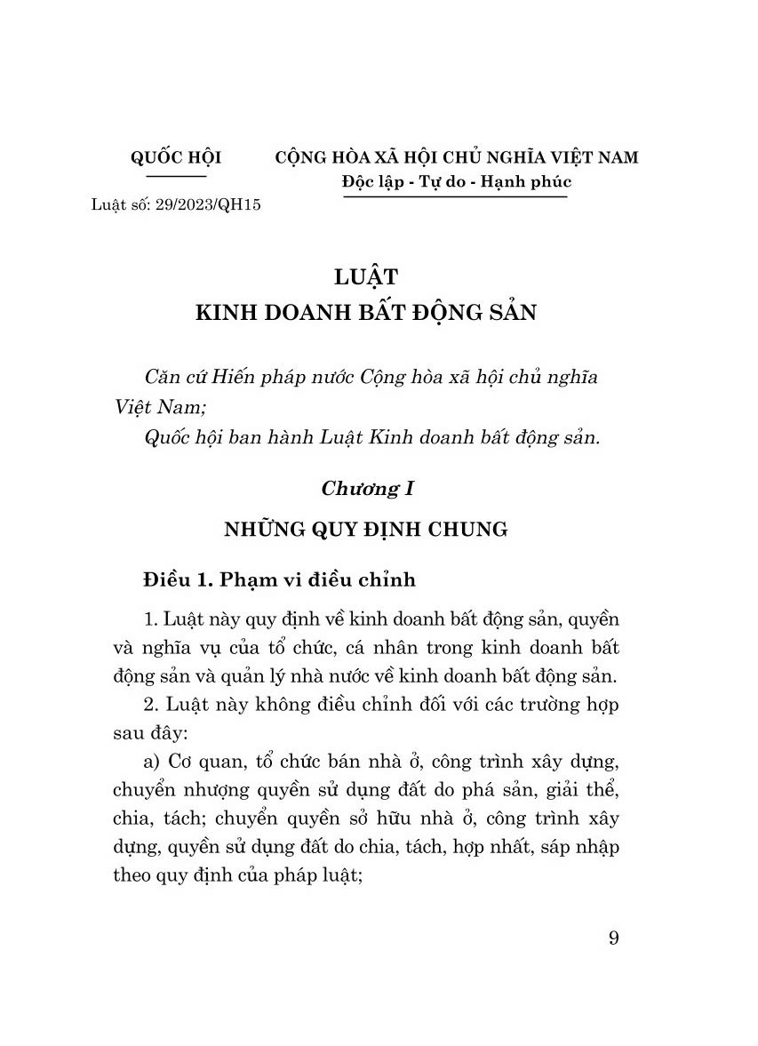 Luật Kinh doanh bất động sản năm 2023 ( Sửa đổi, bổ sung năm 2024)