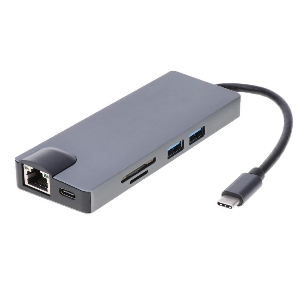 USB C Hub 8-in-1 Type C Card Reader 4K HDMI&VGA for Macbook/Type C Laptops
